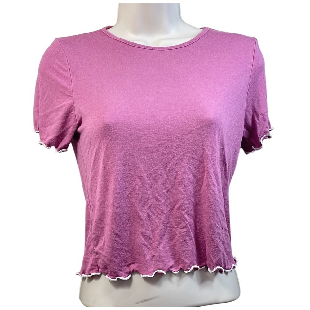 Womens Ruffle Trim Top‎ Short Sleeve Shirt Cute Casual Everyday